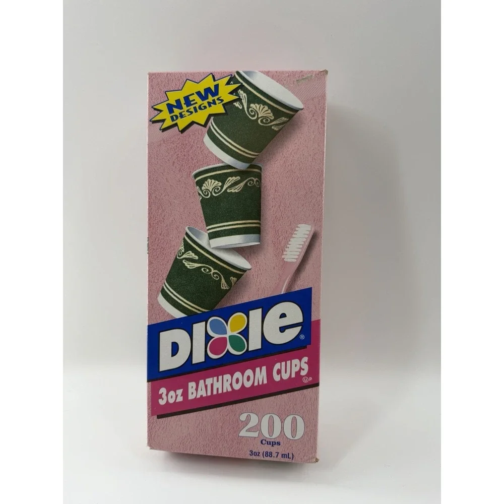 Vintage Dixie Bathroom Disposable Paper Cups 3oz Neoclassical Green 200 New Box